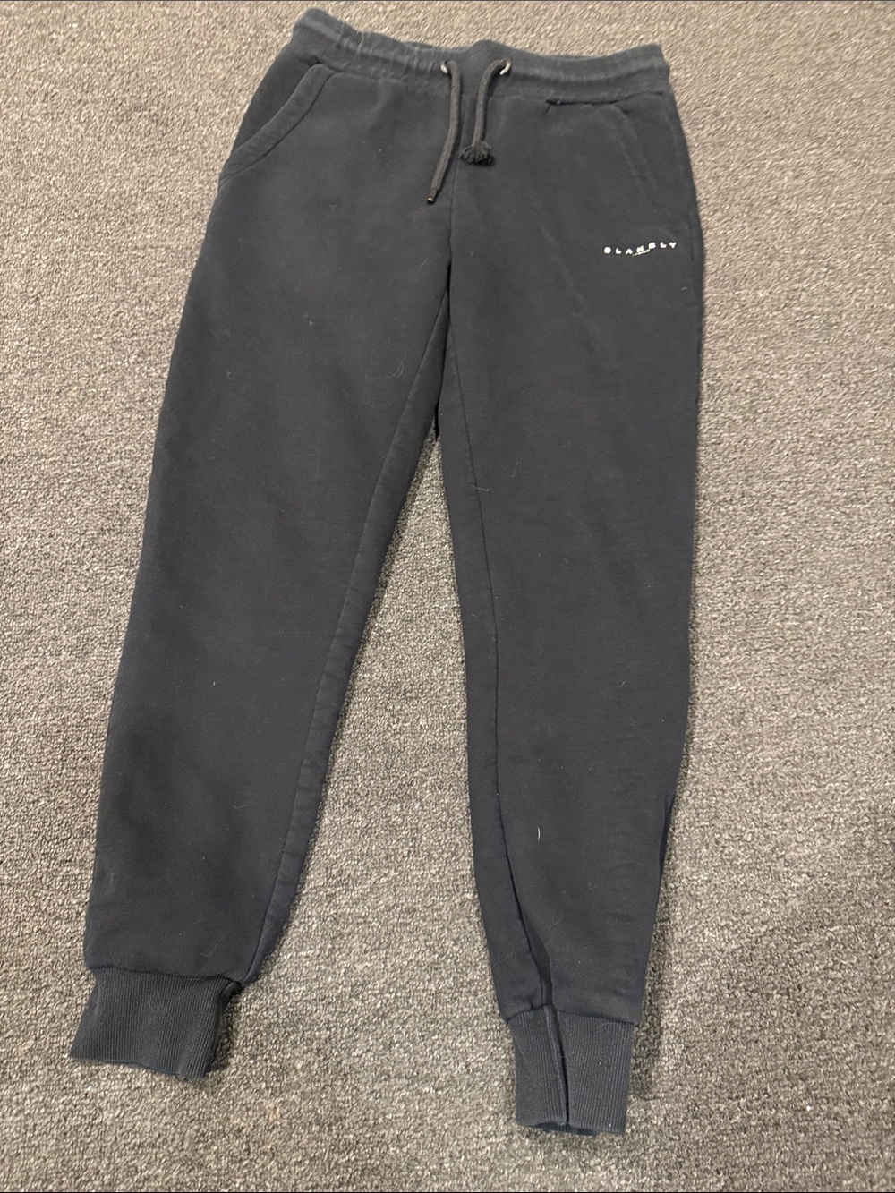 Kids Black Jogger Sweatpants with Drawstring and Ribbed Cuffs